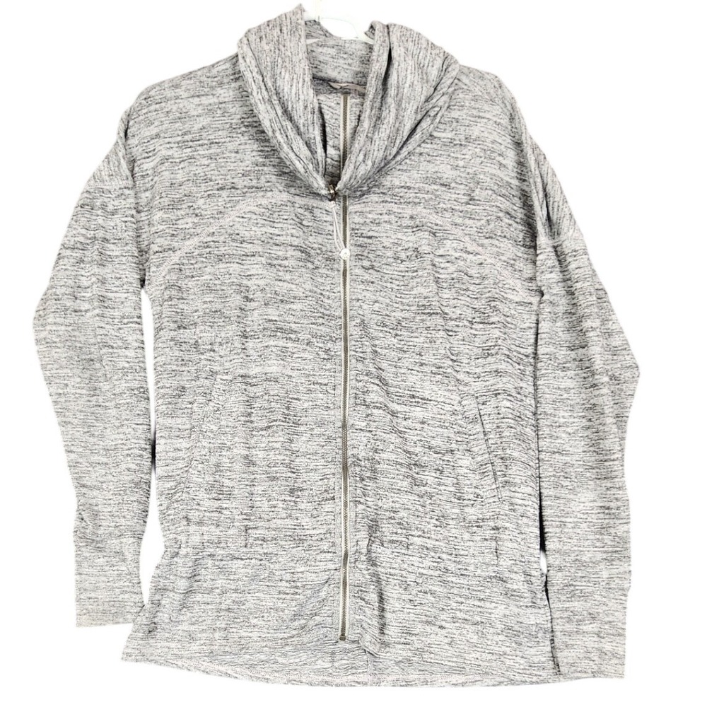 Athleta Women's Gray Heathered Full Zip Cowl Neck Lightweight Jacket Medium
